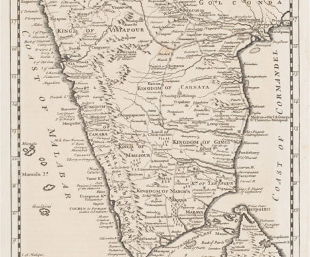18th Century map of Southern regions of India