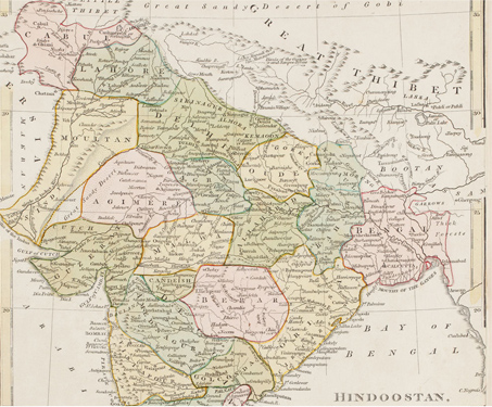 Map of Hindoostan divided into Soubahs - Akbar