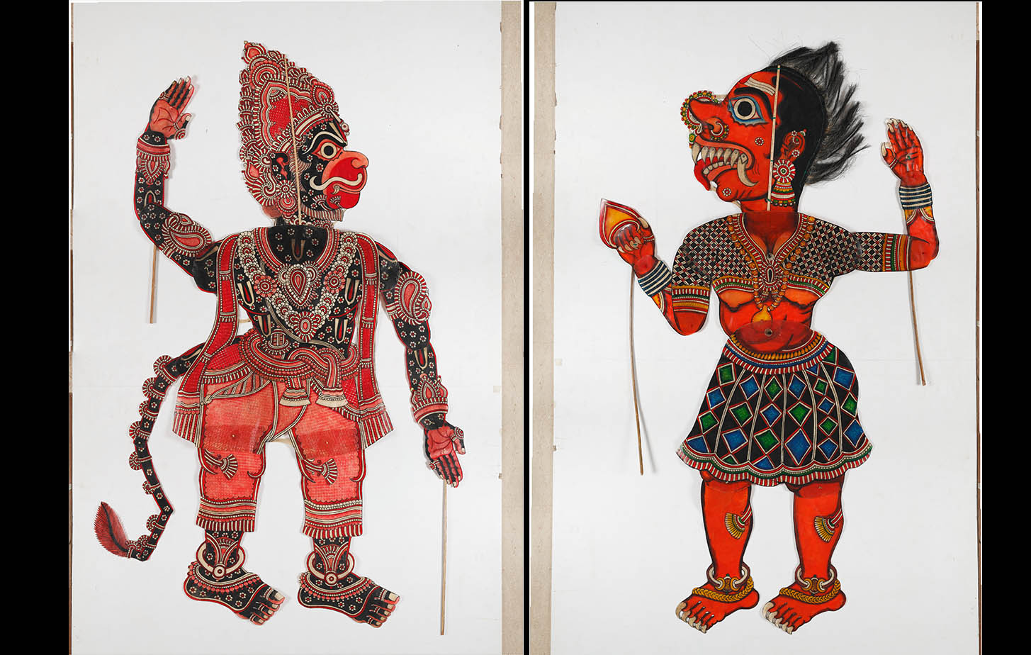 Tholu Bommalata shadow puppets of Hanuman and Lankini