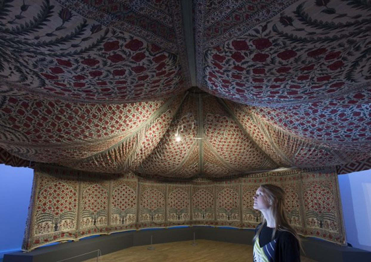 Tipu's tent in Mughan chitz fabric displayed at the V&A
