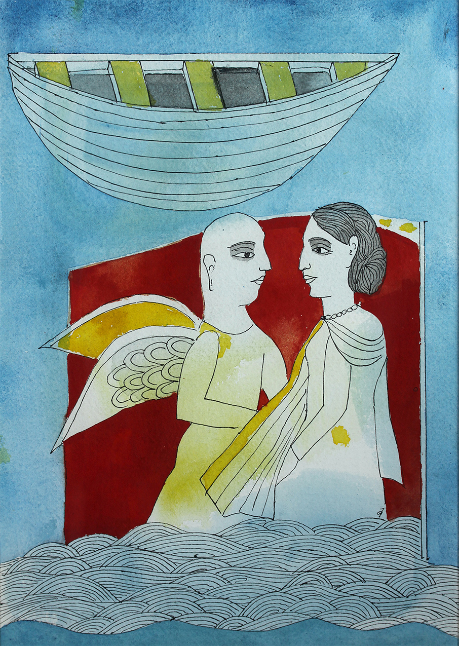 Man of signs - Badri Narayan, Fantasy, Paintings, Surreal, Watercolour
