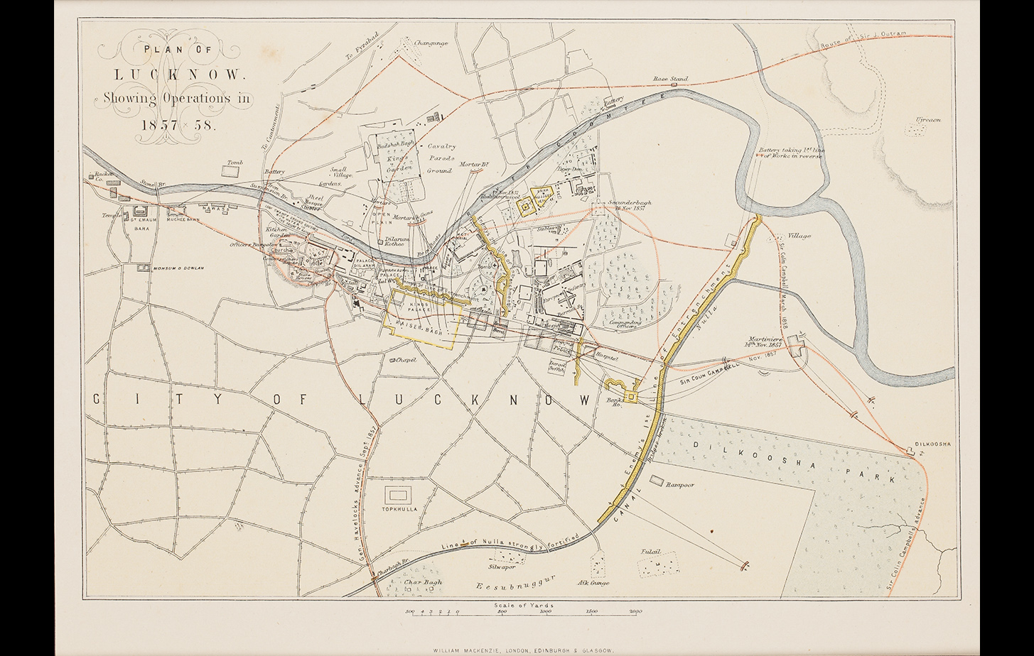 Plan of Lucknow Showing Operations in 1857-58 - Sarmaya