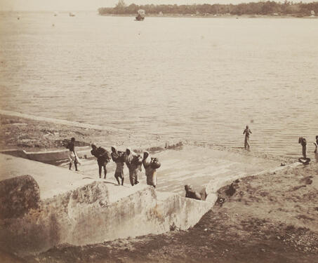 View from Quai Dupleix on the Hougli river, Chandernagore (Chandannagar) - 19th Century Photography