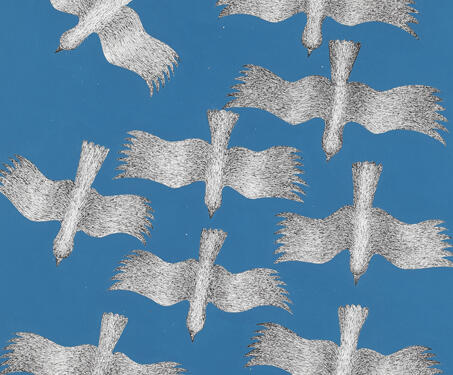 Untitled (Birds in flight) - Gond Art