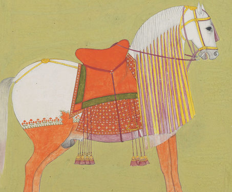 Portrait of Horse Dilsringar, the ride of Maharaja Sawai Pratap Singh - 18th century India, Arts of India, Horses, Jaipur, Kingdoms, Miniature Painting