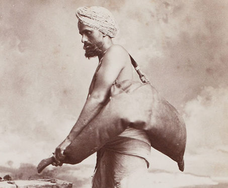 A Bhisti (Water-carrier) - 19th Century Photography, British India, Communities, Delhi, People of India, Water