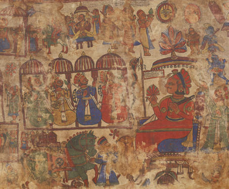 Museum objects - Bhilwara, Devnarayan ki phad, Lord Vishnu, Pabuji ni phad, Phad, Rajasthan, Sarmaya Stars, Scroll painting