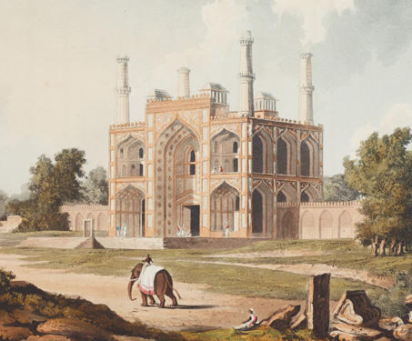 Museum objects - Akbar, aquatint engraving, British Artist, British East India Company, etchings, Mughal architecture, Tomb, Uttar Pradesh