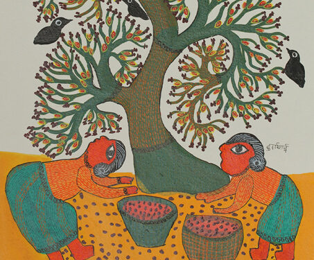 Museum objects - Arts of India, Botanical, Durga Bai, Durgabai Vyam, Echoes of the Land, Gond Art, Gond-Pardhan, Gouache and Ink on Paper, Tribes of India
