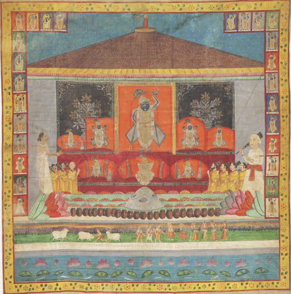 Souvenir series: Pilgrims to Nathdwara take these paintings home - featured, Hinduism, Lord Krishna, Nathdwara, Open Roads, Pichwai, pilgrim art, Rajasthan, souvenir, textile painting, Travel