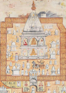 Shatrunjaya pata - Arts of India, featured, Gujarat, Jain, Jainism, Lion, Palitana, Shatrunjaya para, Textile art, textile painting, wildlife