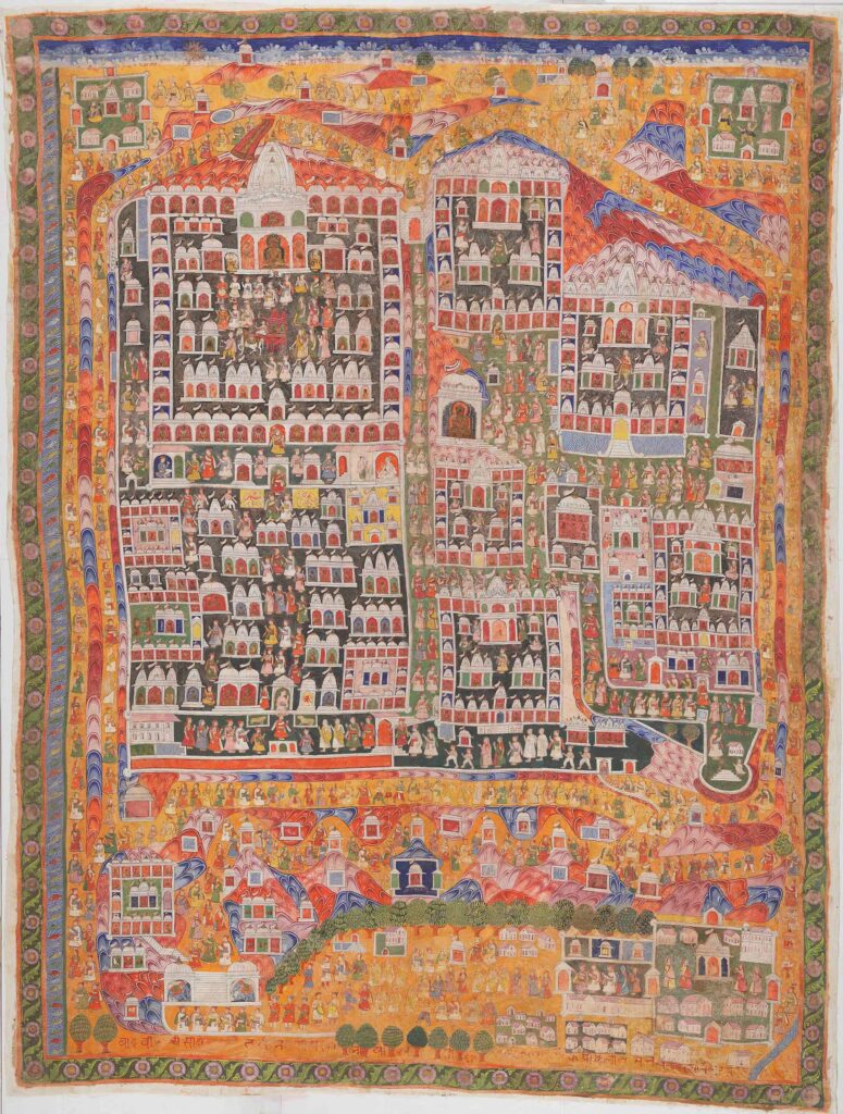 Maps of devotion - The Jain art of Shatrunjaya pata - Arts of India, featured, Gujarat, Jain, Jainism, Open Roads, Palitana, pilgrim art, Shatrunjaya para, Textile art, textile painting, Travel